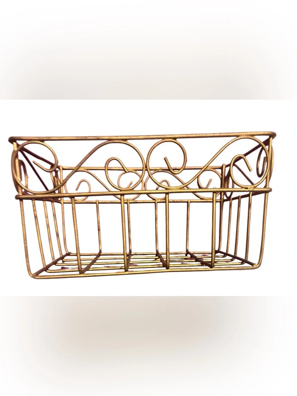 Gold Wire Storage Basket, Metal Gold Storage Basket and Greenery Brand New